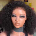 4C Edges Kinky Curly Short Bob Wig Glueless Short Wigs Human Hair For Women