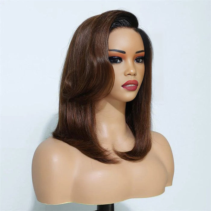Handcraft Layered Cut 8×5 HD Lace Wear Go Glueless Shoulder Length C Part HD Lace Wig