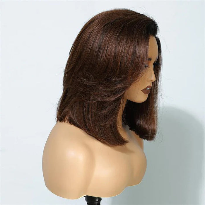 Handcraft Layered Cut 8×5 HD Lace Wear Go Glueless Shoulder Length C Part HD Lace Wig
