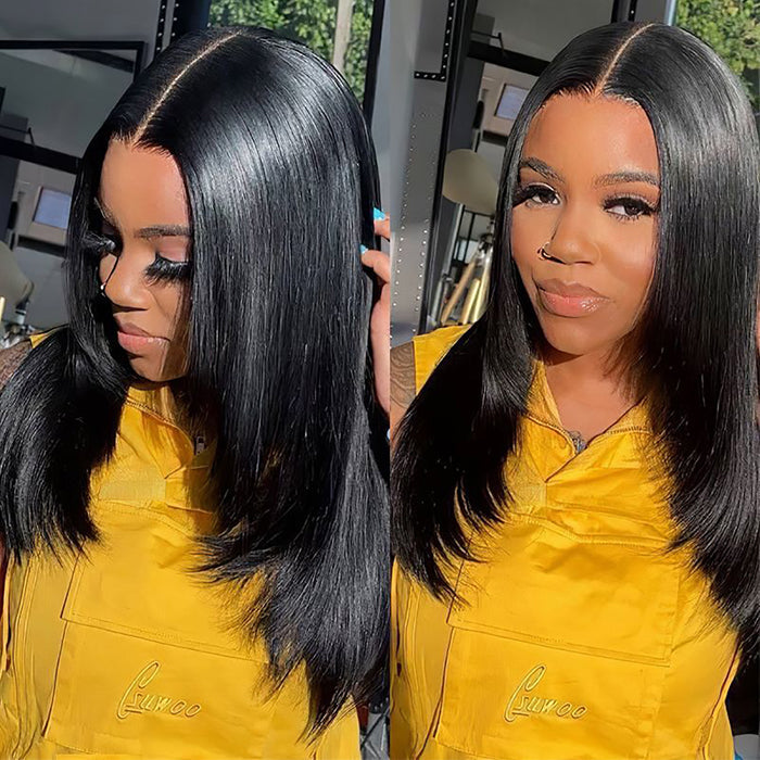 Hermosa Layered Cut Pre-plucked Glueless 13x4 Frontal Lace Wig 100% Human Hair Wigs