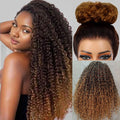 Curly Wig Ombre Auburn Brown 100% Human Hair 360 Skin Lace Frontal Invisi String Pre Everything Glueless Wig