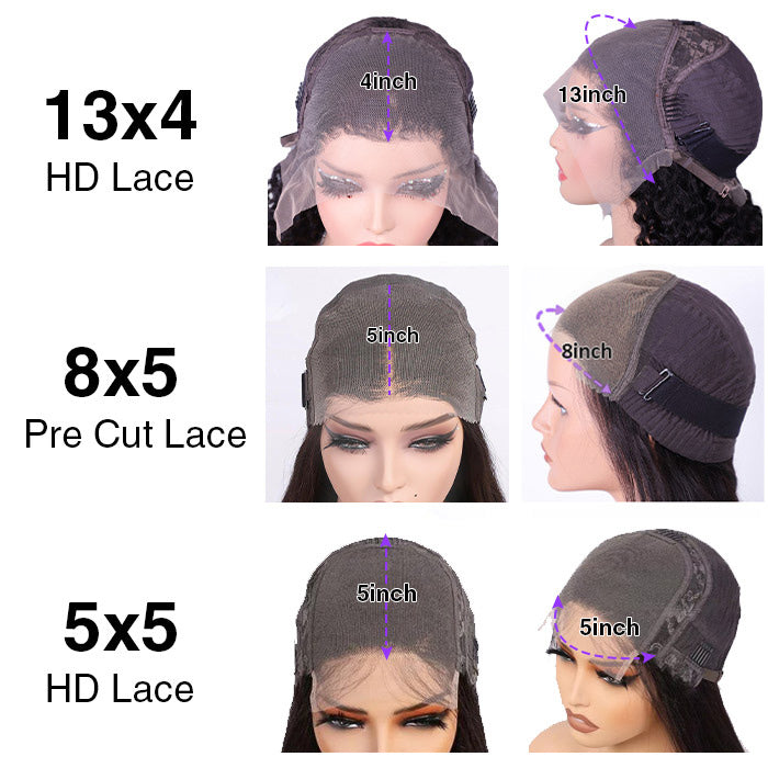 3 Wigs Set  | #1B/27 Highlight Body Wave 8x5 Pre Cut Lace Wig & Glueless  Curly Short Bob Wigs & Straight 5x5 HD Lace Short Bob Wig