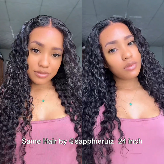 Deep Wave 8x5 HD Glueless Lace Wig Pre-Cut Pre Plucked Pre Bleached Wear Go Easy Wig Ship In 24H