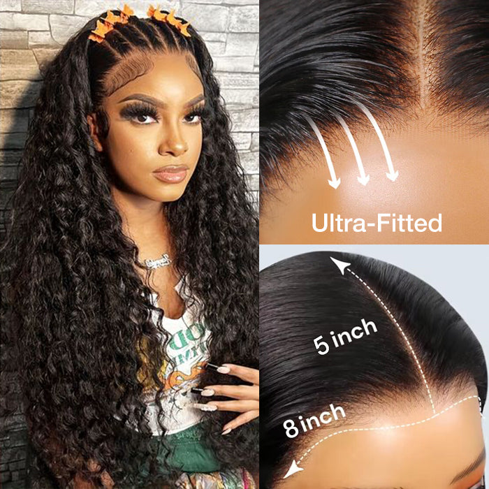 Deep wave Glueless Wig Human Hair Pre Cut 8x5 HD Lace Closure Wigs Put on Go Pre Everything Wigs No Skills Needed