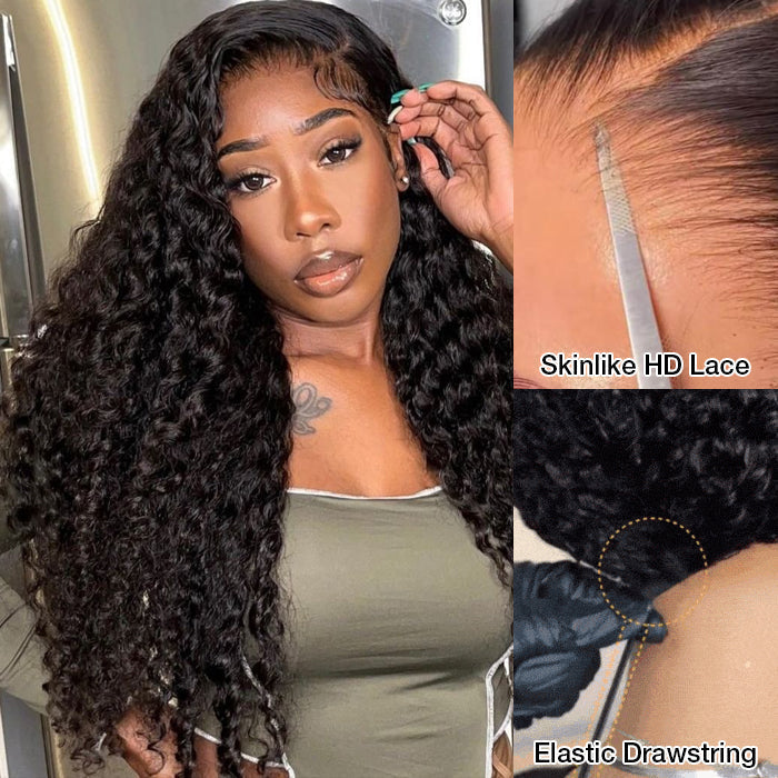 Deep Wave Wig Ear-to-ear Glueless 13x6 Full Frontal HD Lace Wig with Drawstring Friendly To All Heads
