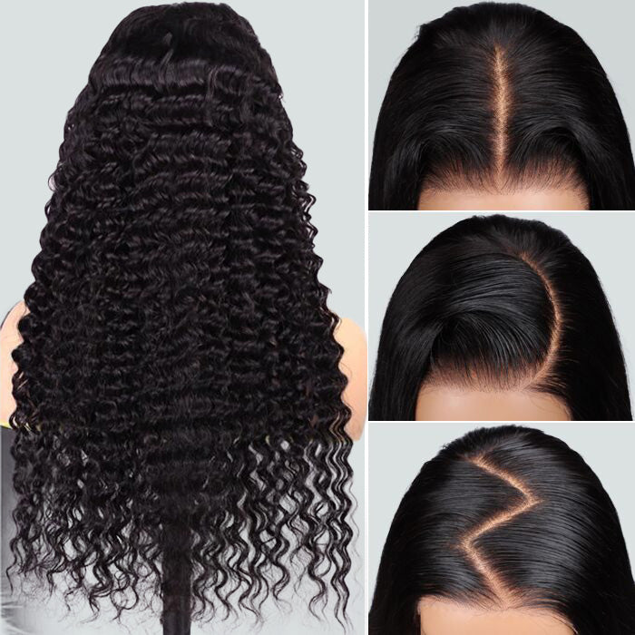 Deep Wave 8x5 HD Glueless Lace Wig Pre-Cut Pre Plucked Pre Bleached Wear Go Easy Wig Ship In 24H
