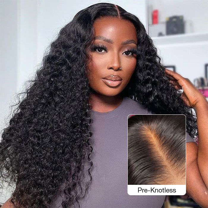Deep Wave 8x5 HD Glueless Lace Wig Pre-Cut Pre Plucked Pre Bleached Wear Go Easy Wig Ship In 24H