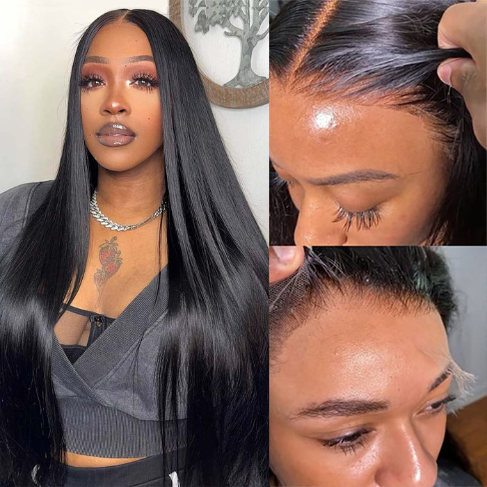 13x4 HD Lace Frontal Wig 100% Human Hair Wigs With Invisible Bleached Small Knots Hermosa Affordable Long Hair 180%
