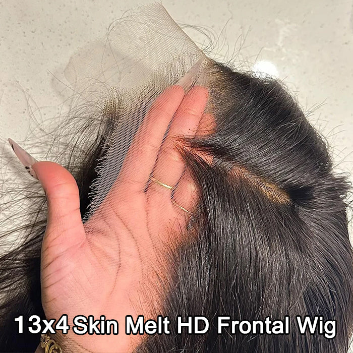 13x4 HD Lace Frontal Wig 100% Human Hair Wigs With Invisible Bleached Small Knots Hermosa Affordable Long Hair 180%