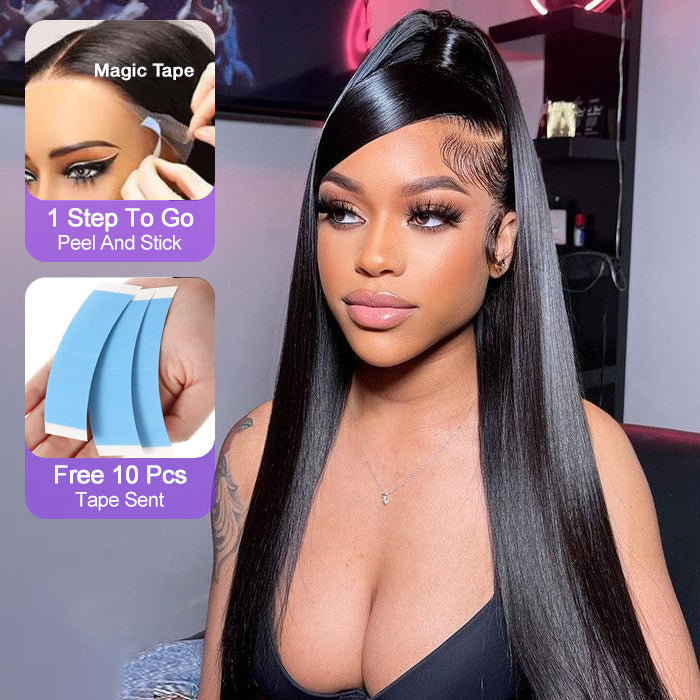 13x4 Pre-Cut Lace Front Straight Wig Real Ear To Ear Pre-Cut & Pre-Pluck & Pre-Bleached Pre-All Wig