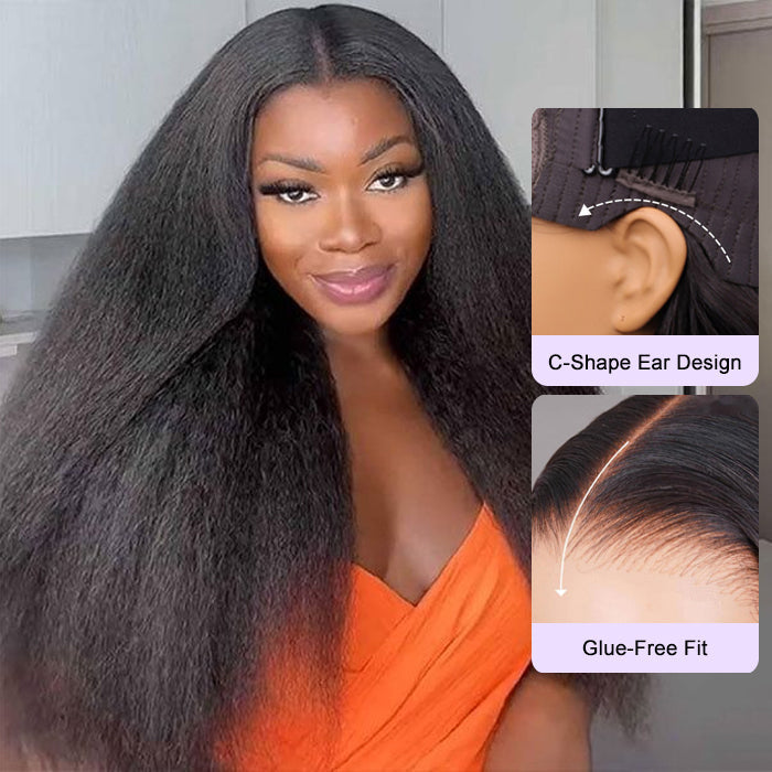 Glueless Wigs Human Hair Kinky Straight Pre Cut 4x4 5x5 8x5 HD Lace Closure Wigs for Beginners