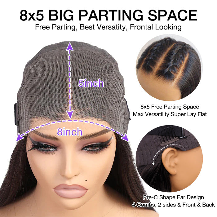 #P1B/27 Blonde Highlight 8x5Pre Cut Lace Closure Wigs Put On And Go Quick & Easy Glueless Wig