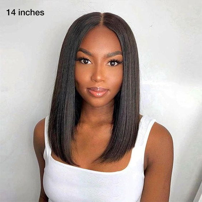 220% Density Short Straight Bob Wigs 13x4 HD Lace Front Wigs Pre Plucked & Bleached Knots Glueless Human Hair Wig