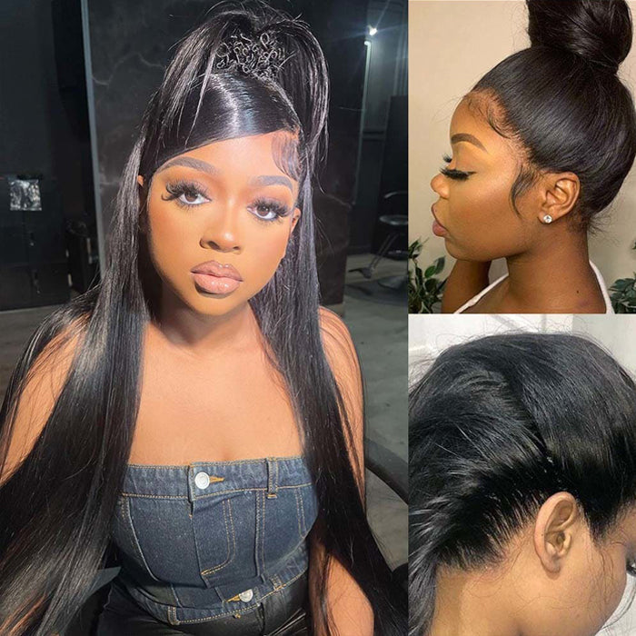 20”=$159 Glueless Invisi-String 360 Lace Frontal Wigs Pre-cut & Pre-bleached Human Hair Wig Lace Parting Anywhere