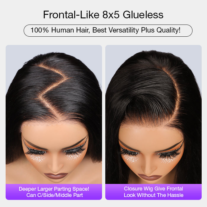 Beginner Friendly Glueless Body Wave 8x5 Ready Go Wig Pre Bleached Small Knots HD Lace Wig