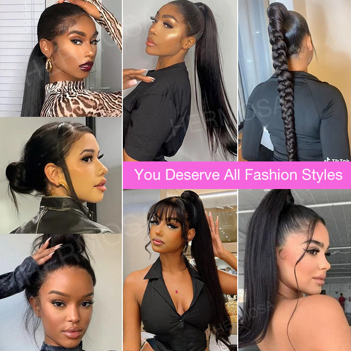 Invisi-String Straight 360 HD Lace Wig Human Hair Snug Fit Glueless Wig Pre Bleached Knots Lace Parting Anywhere