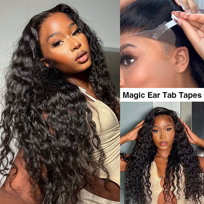 +$9.9 Get A Wig | Drawstring Cap Glueless 13x4 Frontal Lace Human Hair Wig Straight Pre-Cut Lace 220% Density
