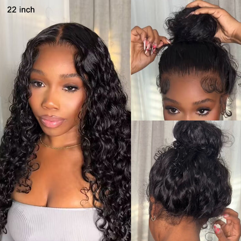 Glueless 360 Lace Wig Water Wave Snug Fit Skin HD Lace Human Hair Wigs For Women Pre Plucked & Bleached