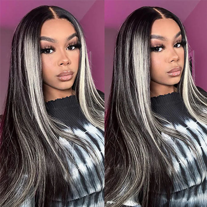 Blonde Highlights HD Lace Frontal Wigs 13x4/13x6 Glueless Straight Wigs Black Wig with #613 Blonde Highlight