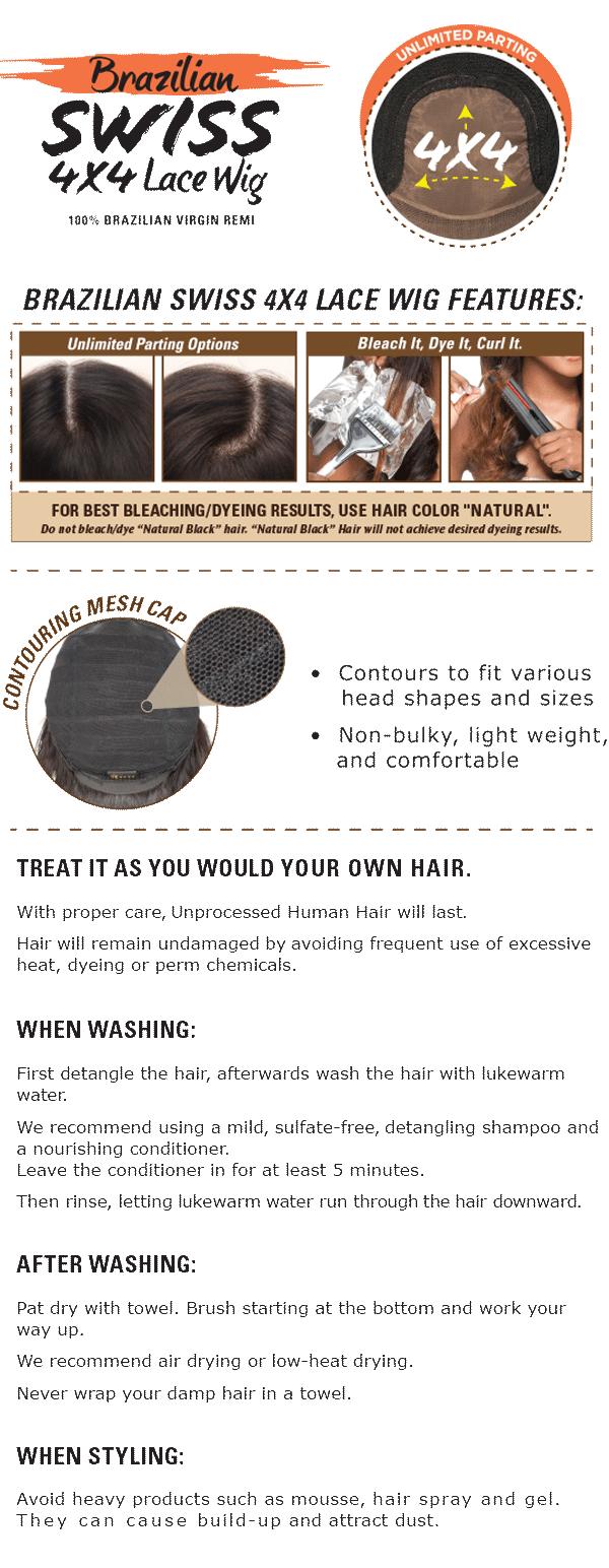 Sensationnel Bare & Natural 100% Brazilian Remy Swiss 4x4 Lace Front Wig LOOSE WAVE