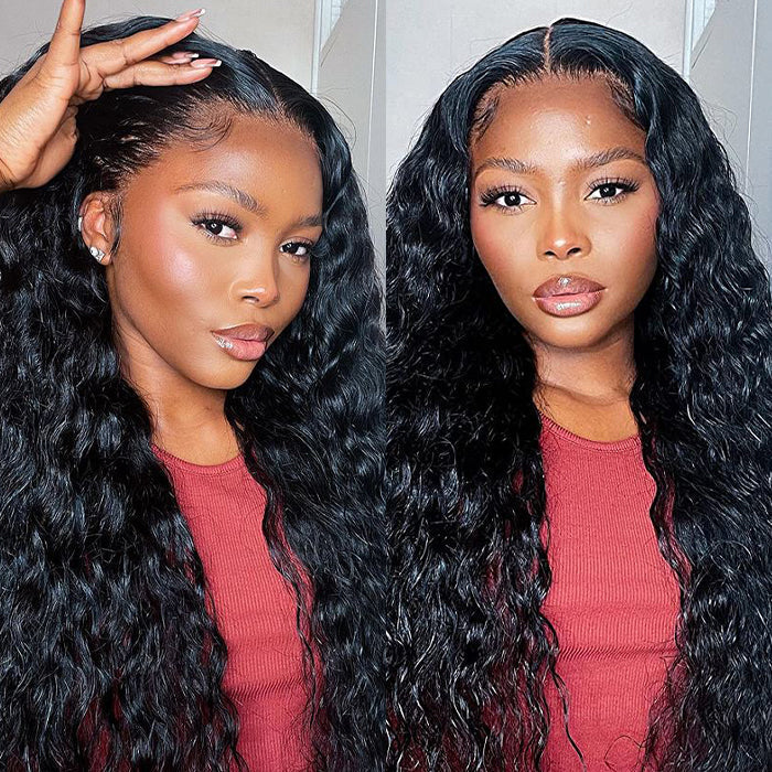 +$9.9 Get A Wig | Drawstring Cap Glueless 13x4 Frontal Lace Human Hair Wig Straight Pre-Cut Lace 220% Density