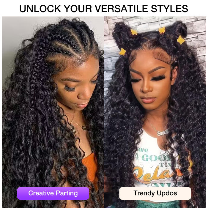 13x4 HD Lace Front Human Hair Wigs Deep Wave / Straight Pre Bleached Knots Ship In 24H
