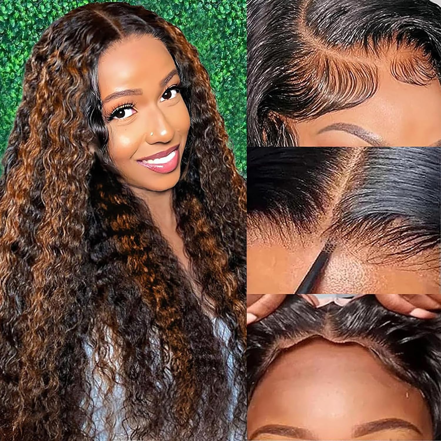 Balayage Highlight Put on go® Glueless Wig Pre Cut 8*5 HD Lace Closure Wigs Human Hair 220% Density