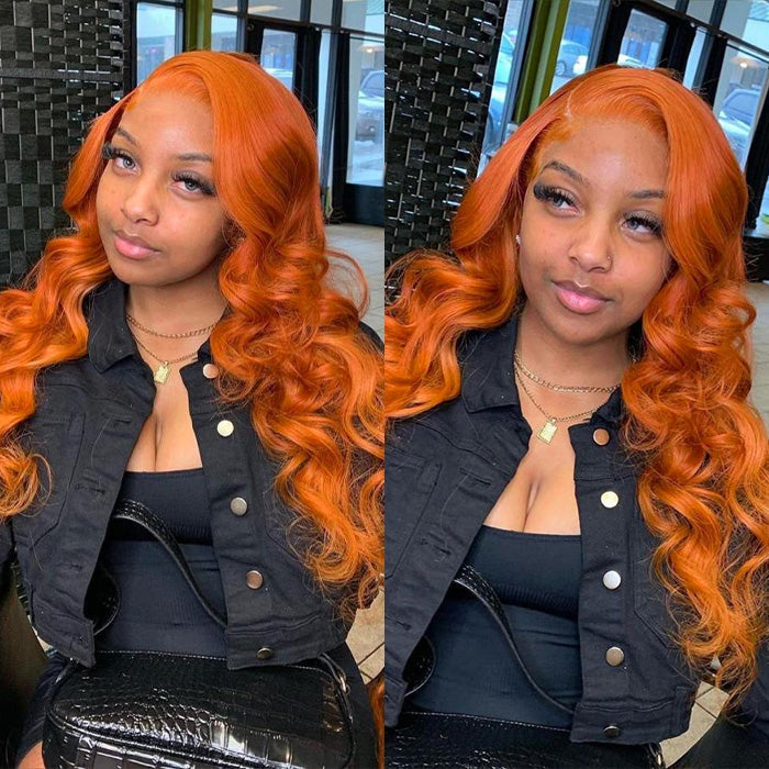 Ginger Orange Wig 4x4/5x5 Transparent HD Lace Human Hair Wigs Pre Plucked Hairline 180% Density