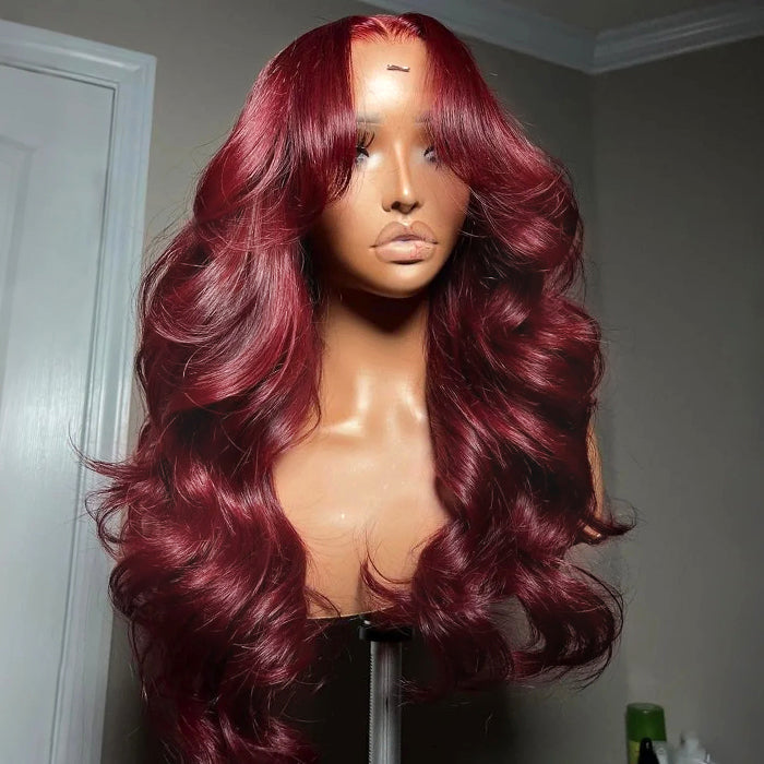 Curtain Bangs Loose Body Wave Wig Glueless 8x5 13x4 HD Lace Front Wigs 250% Density All Head Sizes Fit Cap