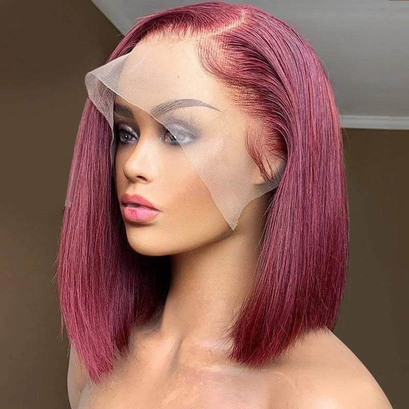 220% Density Short Straight Bob Wigs 13x4 HD Lace Front Wigs Pre Plucked & Bleached Knots Glueless Human Hair Wig