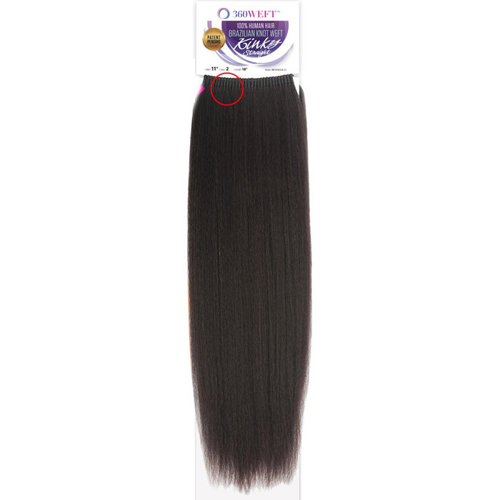 New Born Free 360 Weft 100% Human Hair Brazilian Knot Weft Weave - KINKY STRAIGHT 18"