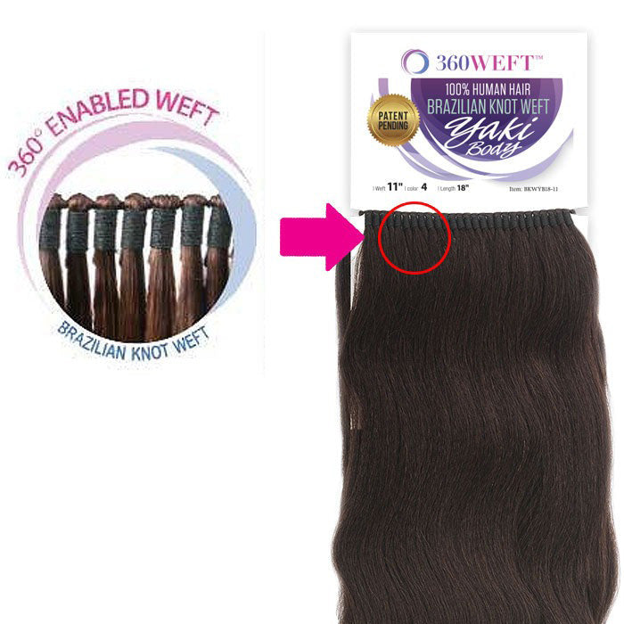 New Born Free 360 Weft 100% Human Hair Brazilian Knot Weft Weave - YAKI BODY 18"