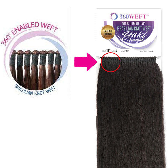 New Born Free 360 Weft 100% Human Hair Brazilian Knot Weft Weave - YAKI STRAIGHT 18"