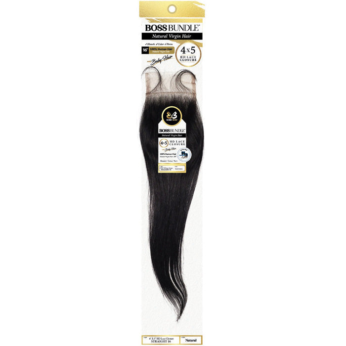 Bobbi Boss Boss Bundle 100% Human Hair 4x5 HD Lace Closure with Baby Hair - STRAIGHT 12"/16"