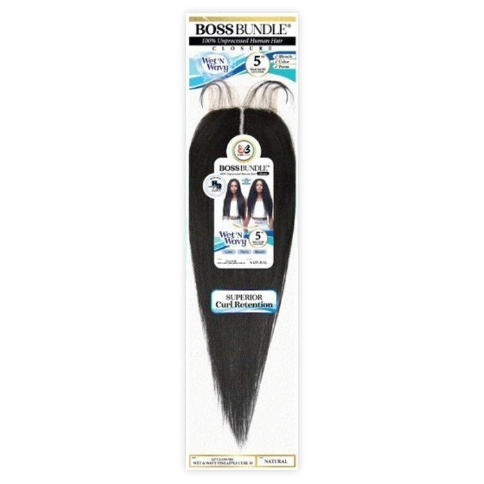 Bobbi Boss Bundle 100% Unprocessed Wet & Wavy 5" Lace Part Closure - WW PINEAPLLE CURL 12"
