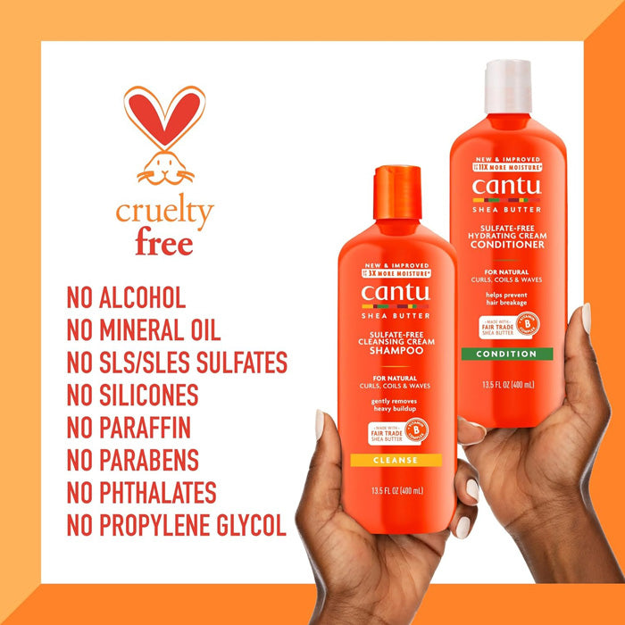 Cantu Shea Butter Sulfate Free for Natural Hair Cleansing Cream SHAMPOO / CONDITIONER 13.5 Oz