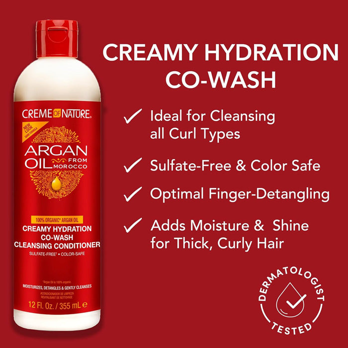 Creme of Nature Argan Oil from Morocco Creamy Hydration Co-Wash Cleansing Conditioner 12 Oz