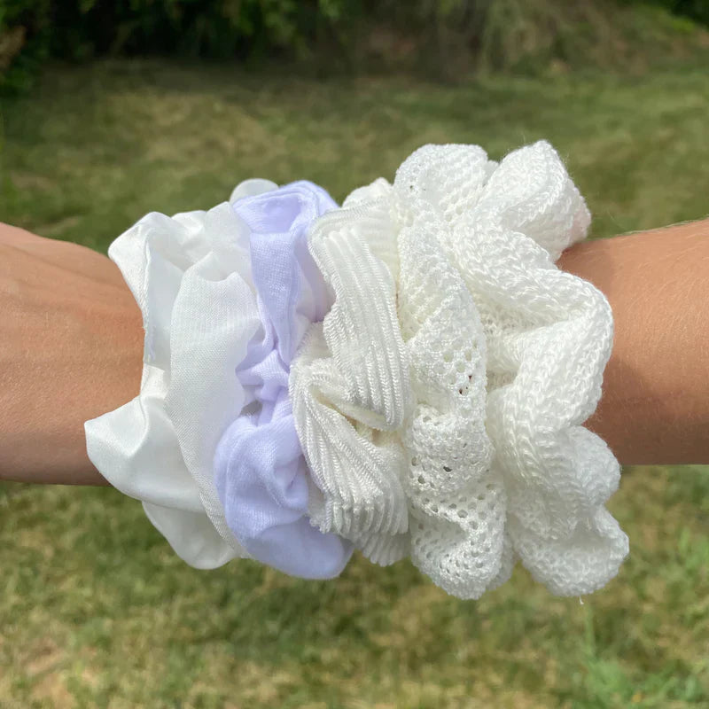 Scrunchies Set of 6 | Cream & White Colors | Headbands of Hope