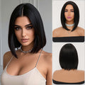 Elegant Straight Dark Brown Lace Front Adjustable Wig with Glueless Lace for Realistic Short Hair Loss and Gray Hair Coverage