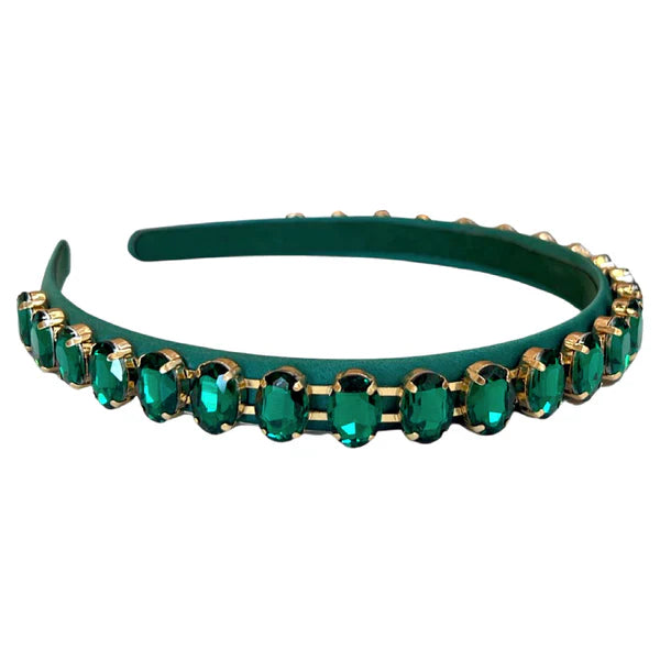 Thin Rhinestone Headband in Green | Headbands of Hope