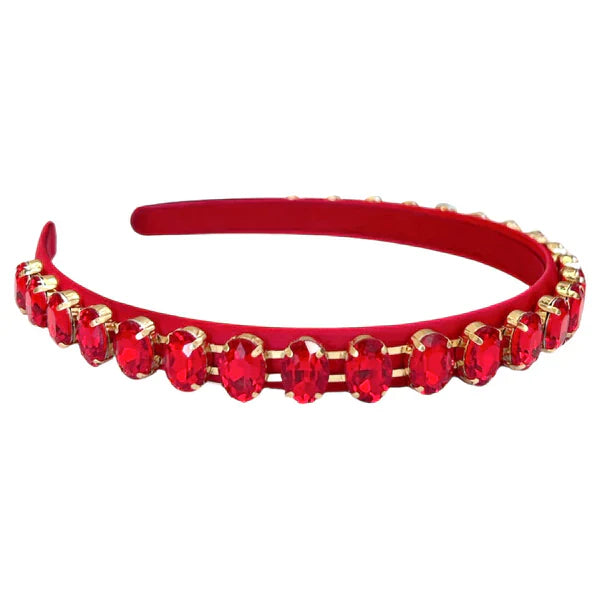 Thin Rhinestone Headband in Red| Headbands of Hope