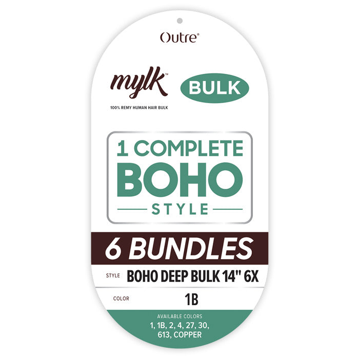 Outre Mylk 100% Remy Human Hair Bulk 6 Bundles - BOHO DEEP BULK 14" 6X