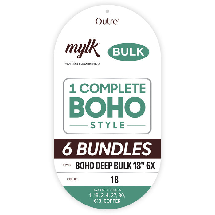 Outre Mylk 100% Remy Human Hair Bulk 6 Bundles - BOHO DEEP BULK 18" 6X