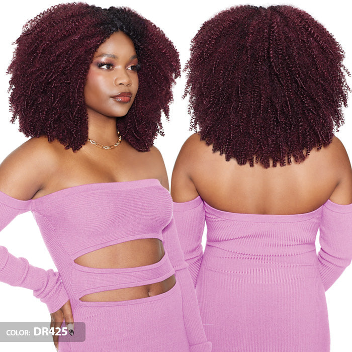 Outre Purple Pack Brazilian Boutique 100% Human Hair Blend Weave - MIRACLE COILY FRO 5 PCS + Free 4" Deep Lace Closure