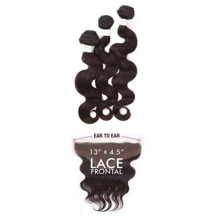 Sensationnel Bare & Natural 100% Virgin Remi Human Hair Weave 13x4.5" Lace Front Closure Bundle - BODY WAVE 10-22"