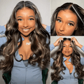 #1B/27 Blonde Highlight Body Wave 8x5 HD Glueless Lace Wig 100% Human Hair Pre Plucked  Natural Hairline 10A Quality