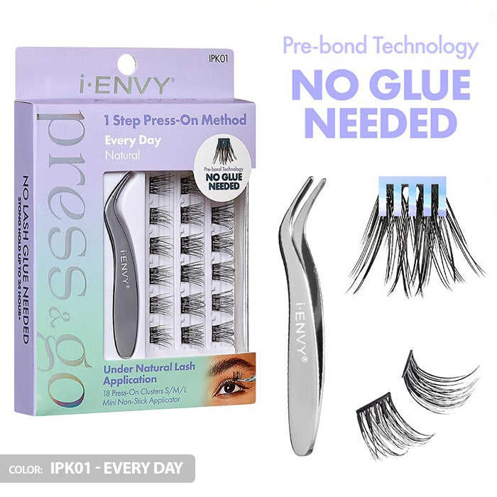iENVY By Kiss Press & Go Pre-Glued Lash Clusters All-In-One Lash Kit - IPK01/IPK02/IPK03