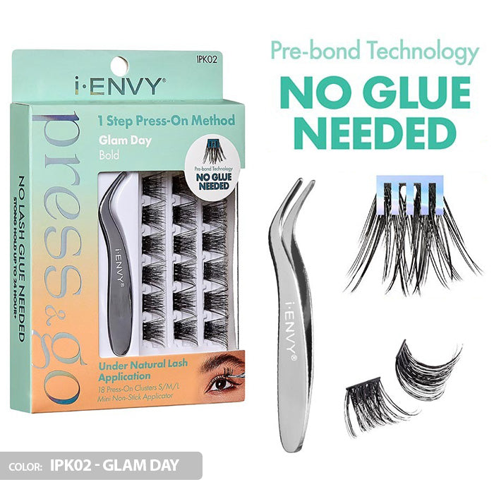 iENVY By Kiss Press & Go Pre-Glued Lash Clusters All-In-One Lash Kit - IPK01/IPK02/IPK03