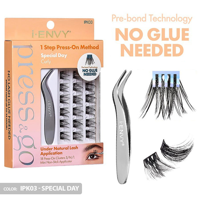 iENVY By Kiss Press & Go Pre-Glued Lash Clusters All-In-One Lash Kit - IPK01/IPK02/IPK03