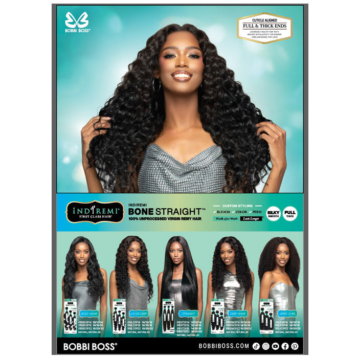 Bobbi Boss Indiremi 100% Unprocessed Virgin Remy Hair Weave Bone Straight - DEEP WAVE MULTI